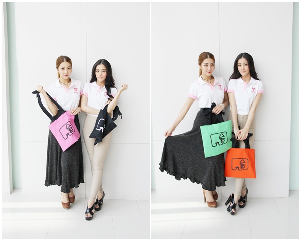 กระเป๋าผ้ารูปช้าง ออกแบบโดย เนโกะ จัมพ์ ราคาใบละ 150 บาท
